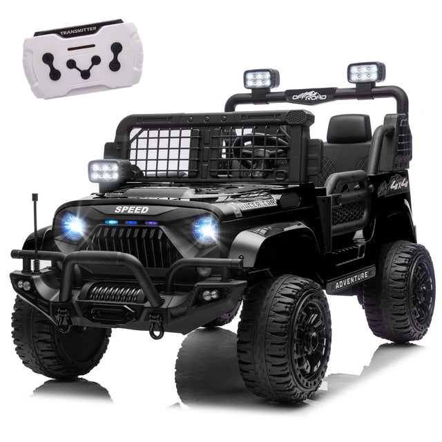 24V 100W*2 Two-seater Kids Ride On Car w/ RC - 3 Speed Adjustable,LED Headlights,4-Wheel Shock Absorption,USB/MP3 Charging & Battery Indicator,Bluetooth & music - Electric Toy Car for kids 3-8