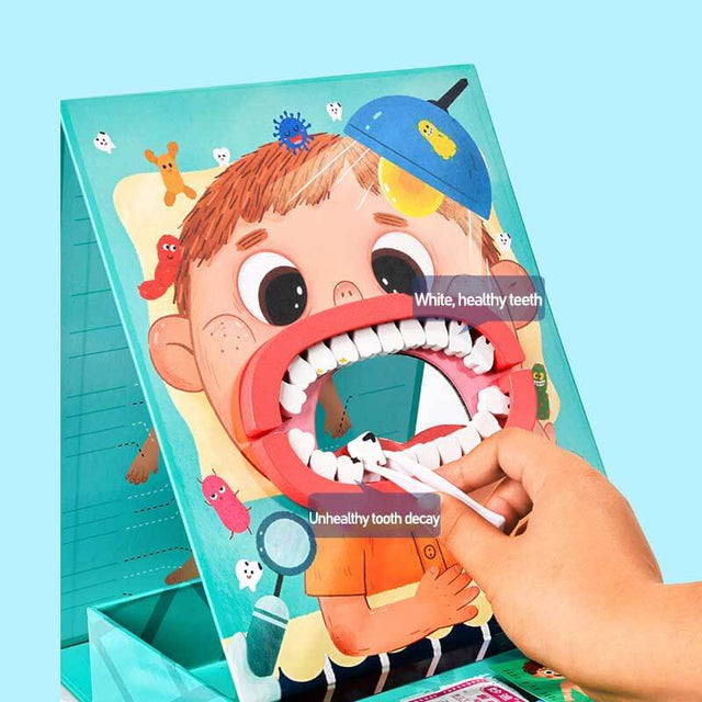 Wooden Simulation Dentist Set, Kids Doctor Kit, 18 PCS Kids Doctor Playset, Wooden Dentist Kit for Kids, Pretend Play for Toddlers 3-5 | Shinymarch