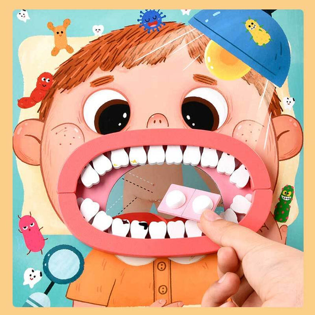Wooden Simulation Dentist Set, Kids Doctor Kit, 18 PCS Kids Doctor Playset, Wooden Dentist Kit for Kids, Pretend Play for Toddlers 3-5 | Shinymarch