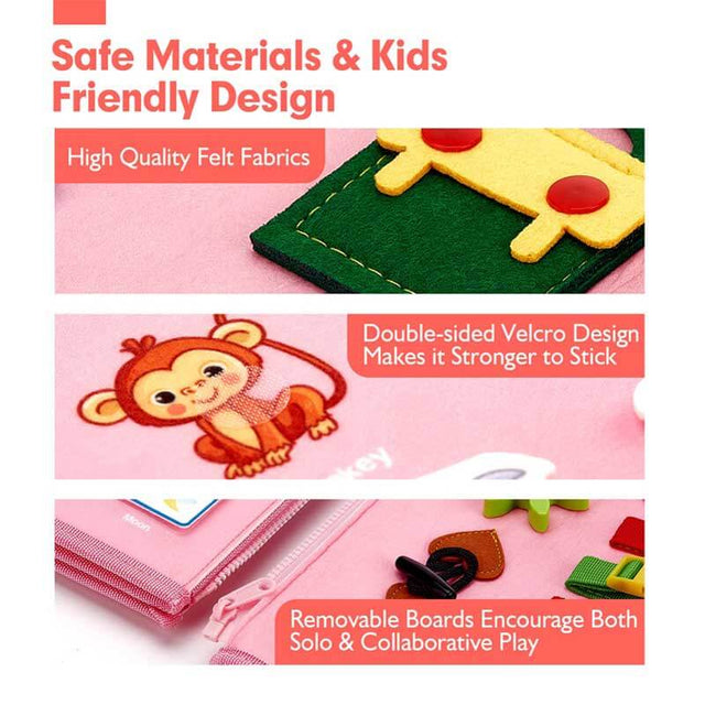 Busy Board - Montessori Toys for 2 Year Old Girl Bithday Gift - 7 in 1 Preschool Learning Activities with Life Skill, Alphabet, Number, Shape, Color, Animal, Weather - Toddler Travel Toys | Shinymarch