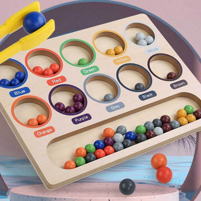 Color Sorting Cup Puzzle Toys Beads for Kids Sports Beads Math Learning Toy Educational Toys for Kids Wooden Beads Toy Bright Colored Beads Toy Clip Beads Toy Interaction Toy | Shinymarch