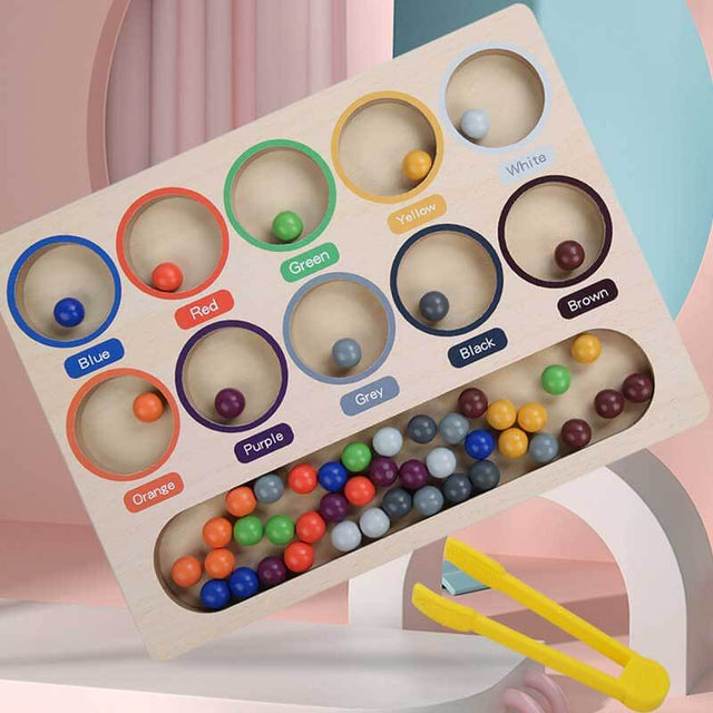Color Sorting Cup Puzzle Toys Beads for Kids Sports Beads Math Learning Toy Educational Toys for Kids Wooden Beads Toy Bright Colored Beads Toy Clip Beads Toy Interaction Toy | Shinymarch