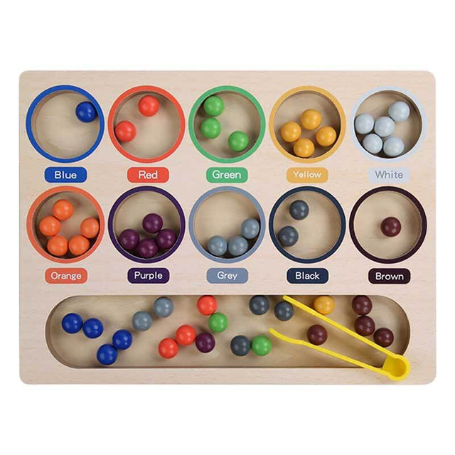 Color Sorting Cup Puzzle Toys Beads for Kids Sports Beads Math Learning Toy Educational Toys for Kids Wooden Beads Toy Bright Colored Beads Toy Clip Beads Toy Interaction Toy | Shinymarch