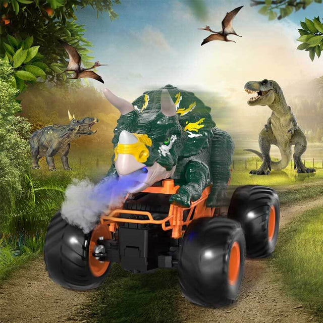 Remote Control Dinosaur Car, 2.4Ghz RC Truck for Toddlers, Electric Hobby RC Car Toys with Light & Sound Spray Birthday Gift for 3 4 5 6 7 8 Year olds Kids Boys Girl | Shinymarch