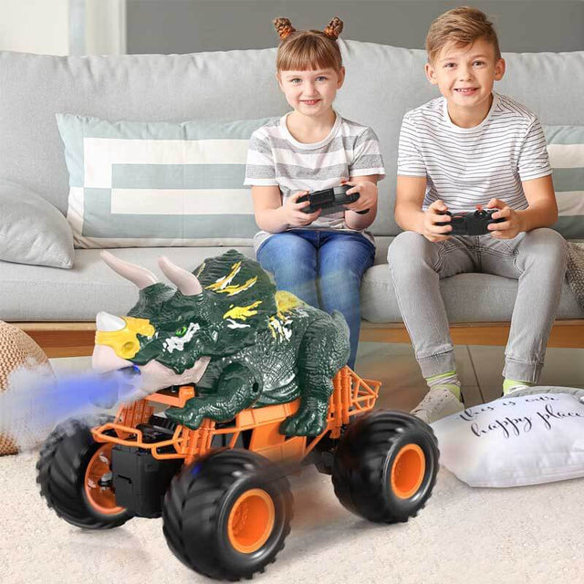 Remote Control Dinosaur Car, 2.4Ghz RC Truck for Toddlers, Electric Hobby RC Car Toys with Light & Sound Spray Birthday Gift for 3 4 5 6 7 8 Year olds Kids Boys Girl | Shinymarch