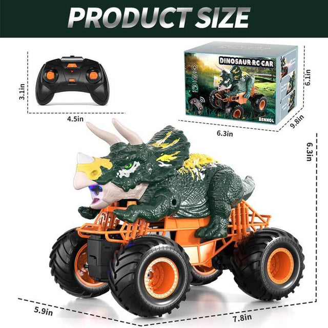 Remote Control Dinosaur Car, 2.4Ghz RC Truck for Toddlers, Electric Hobby RC Car Toys with Light & Sound Spray Birthday Gift for 3 4 5 6 7 8 Year olds Kids Boys Girl | Shinymarch
