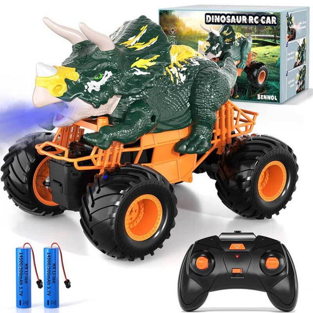 Remote Control Dinosaur Car, 2.4Ghz RC Truck for Toddlers, Electric Hobby RC Car Toys with Light & Sound Spray Birthday Gift for 3 4 5 6 7 8 Year olds Kids Boys Girl | Shinymarch