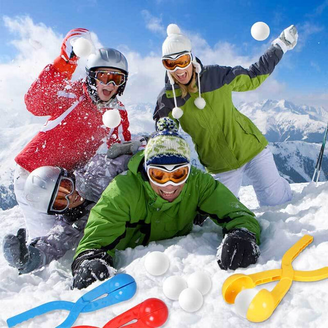 4 Pack Snowball Maker Snow Ball Toys Games with Handle for Kids Outdoor Indoor Winter Snowball Fight Maker Tool Clip with Drawstring Bag | Shinymarch