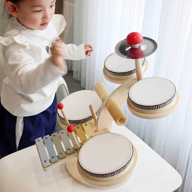 Baby Musical Instruments, Wooden Percussion Instruments for Kids Drum Set Xylophone, Montessori Preschool Educational Toddler Musical Toys, Gifts for Girls Boys | Shinymarch