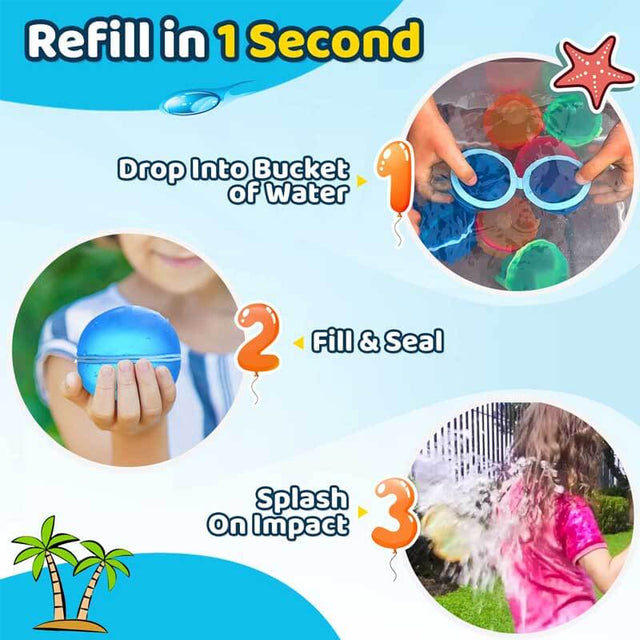 Reusable Water Balloons, Pool Beach water Toys for Boys and Girls, Outdoor Summer Toys for Kids Ages 3-12, Magnetic Water Ball for Outdoor Activities | Shinymarch