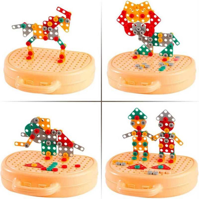Creative Mosaic Drill Set for Kids, STEM Learning Toys, 3D Construction Engineering Building Blocks for Boys and Girls Ages 3 4 5 6 7 8 9 10 Year Old | Shinymarch