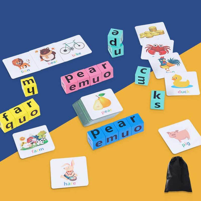 Wooden Blocks Spelling Game for Kids between 3-8 years old | Shinymarch