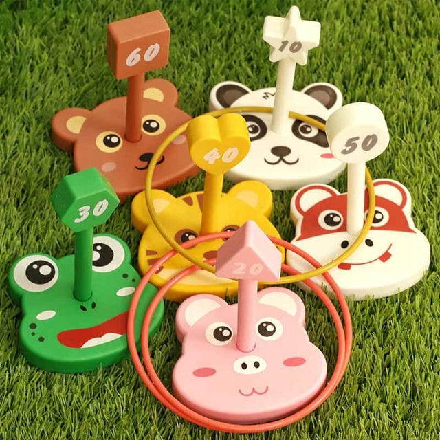 Animal Ring Toss Game for Kids, 6 Targets Stands & 36 Rings Combo Set, Indoor Outdoor Halloween Party Yard Family Adults Activity, Holiday Birthday Gift for Boys Girls Child Ages 3+ | Shinymarch