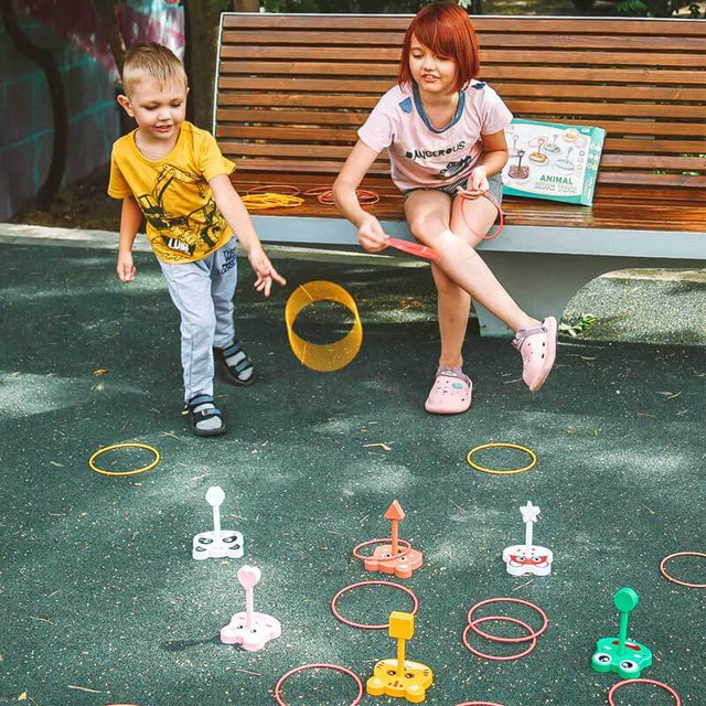 Animal Ring Toss Game for Kids, 6 Targets Stands & 36 Rings Combo Set, Indoor Outdoor Halloween Party Yard Family Adults Activity, Holiday Birthday Gift for Boys Girls Child Ages 3+ | Shinymarch