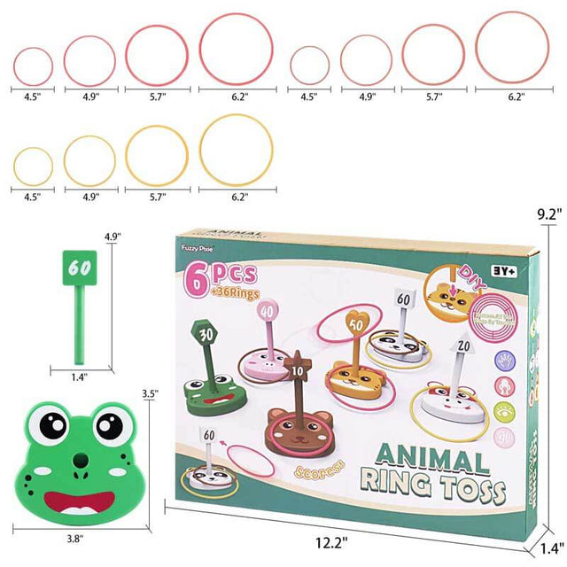 Animal Ring Toss Game for Kids, 6 Targets Stands & 36 Rings Combo Set, Indoor Outdoor Halloween Party Yard Family Adults Activity, Holiday Birthday Gift for Boys Girls Child Ages 3+ | Shinymarch