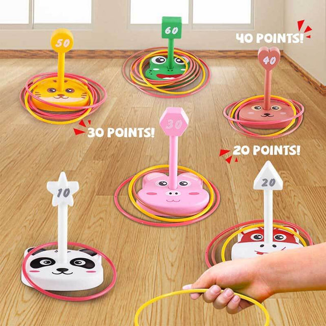 Animal Ring Toss Game for Kids, 6 Targets Stands & 36 Rings Combo Set, Indoor Outdoor Halloween Party Yard Family Adults Activity, Holiday Birthday Gift for Boys Girls Child Ages 3+ | Shinymarch