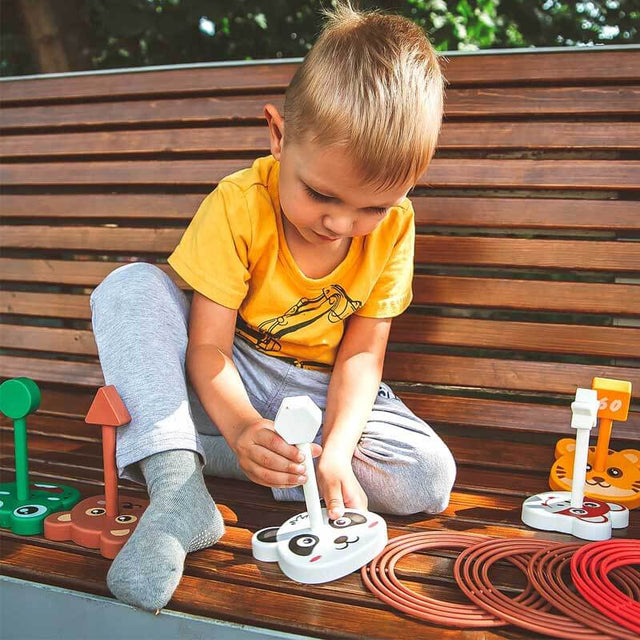 Animal Ring Toss Game for Kids, 6 Targets Stands & 36 Rings Combo Set, Indoor Outdoor Halloween Party Yard Family Adults Activity, Holiday Birthday Gift for Boys Girls Child Ages 3+ | Shinymarch