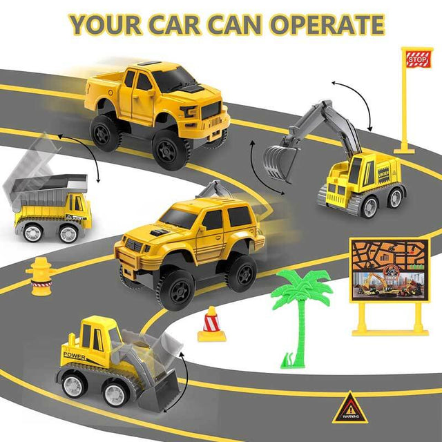 Kids Toys 253 PCS Construction Toys Race Tracks Toy for 3 4 5 6 7 8 Year Old Boys Girls, 5 PCS Construction Truck Car and Flexible Track Play Set Create A Engineering Road Games Toddler Toys Best Gift, DIY Variable Railcar | Shinymarch