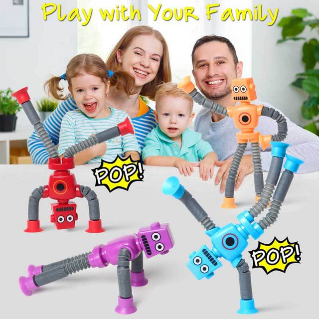 Telescopic Suction Cup Toys, 4 Pcs Telescopic Suction Cup Giraffe Toy, Fun Educational Shape-Changing Giraffe Telescopic Tube Cartoon Puzzle Suction Cup Parent-Child Interactive Decompression Toy | Shinymarch