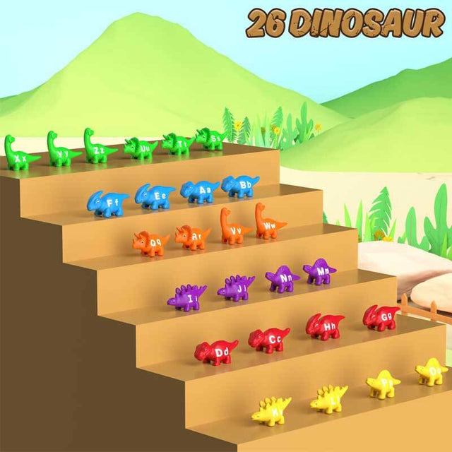 52 PCS ABC Alphabet Learning Toys for Ages 2-4,Dinosaur Toys,Preschool Educational Montessori Toys,Toddlers Travel Fine Motor Skills Toys for Kids 3-5 | Shinymarch