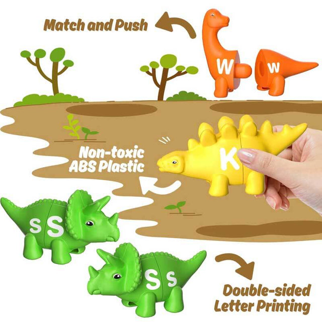 52 PCS ABC Alphabet Learning Toys for Ages 2-4,Dinosaur Toys,Preschool Educational Montessori Toys,Toddlers Travel Fine Motor Skills Toys for Kids 3-5 | Shinymarch