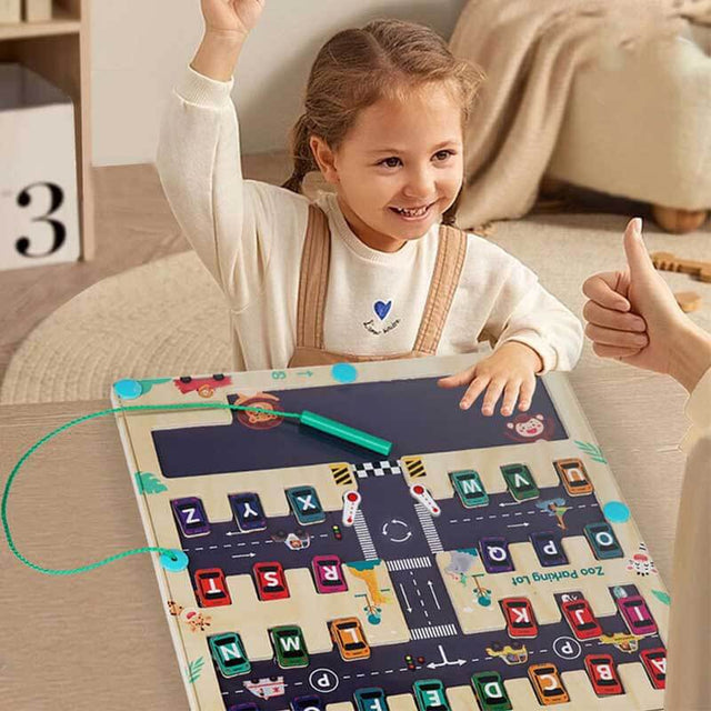 Magnetic Alphabet Matching Parking Lot Toys for Kids | Shinymarch