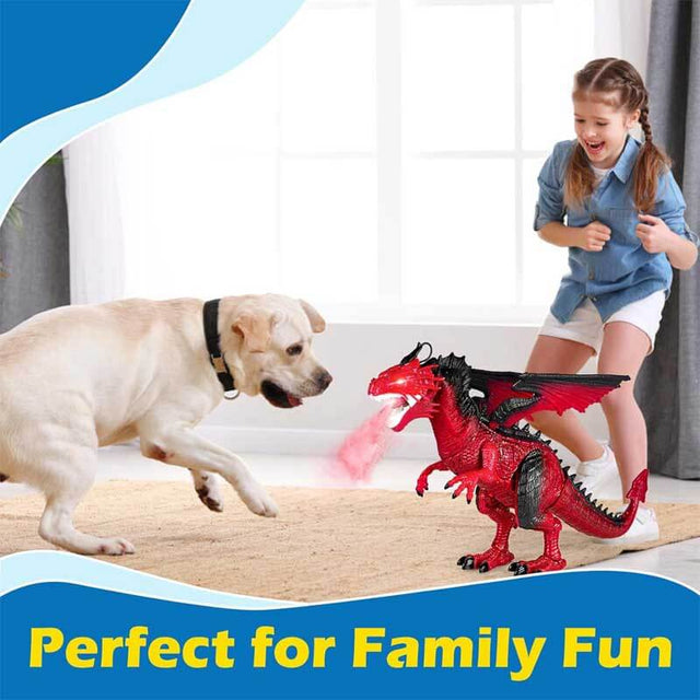 Remote Control Fire-breathing Dragon Toy for Kids 3-8, 20'' Walking RC Dragon with Swinging Wings, Shaking Head, Roaring, Spraying, Light Up Eyes Toys for Boys and Girls 3-12 Years Old | Shinymarch