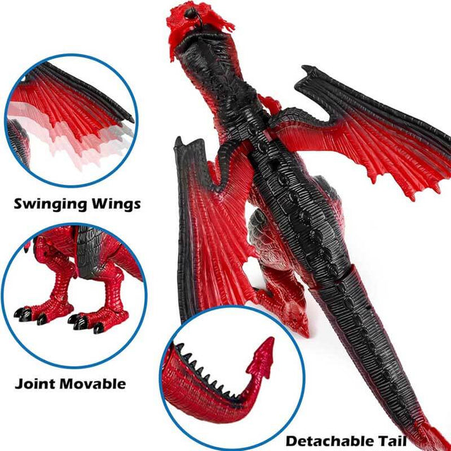 Remote Control Fire-breathing Dragon Toy for Kids 3-8, 20'' Walking RC Dragon with Swinging Wings, Shaking Head, Roaring, Spraying, Light Up Eyes Toys for Boys and Girls 3-12 Years Old | Shinymarch