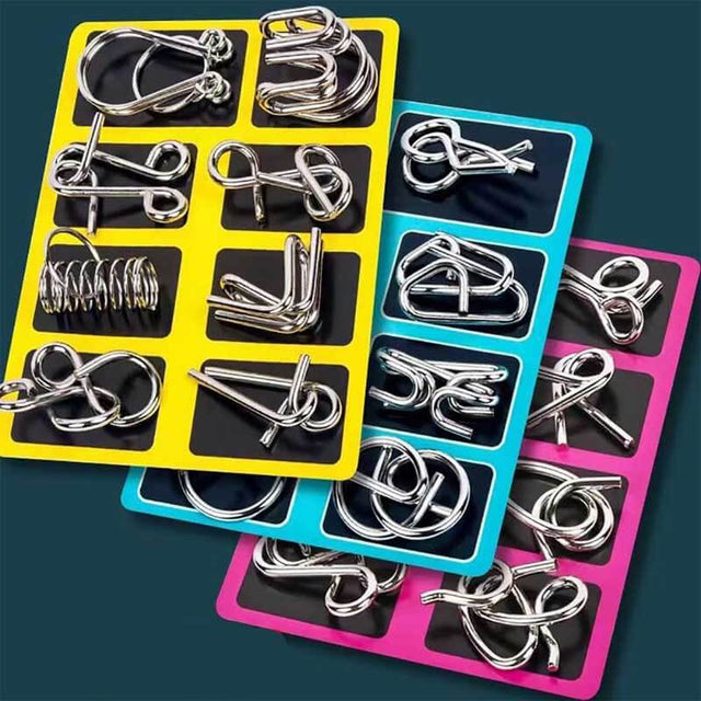 Metal Brain Teaser Puzzles, Metal Puzzles for Kids, Metal Puzzle Ring 24 Piece Set, Metal Puzzle Ring, Educational Intellectual Toys Iq Toys, Metal Puzzles for Adults | Shinymarch