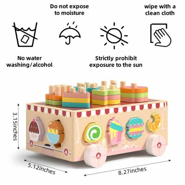 Montessori Wooden Ice Cream Dessert Cart, Shape Sorting Toys for Boys and Girls 3-6 Years Old,One Year Old Girl Birthday Gifts,Early Childhood Education Fine Motor Skills Development | Shinymarch