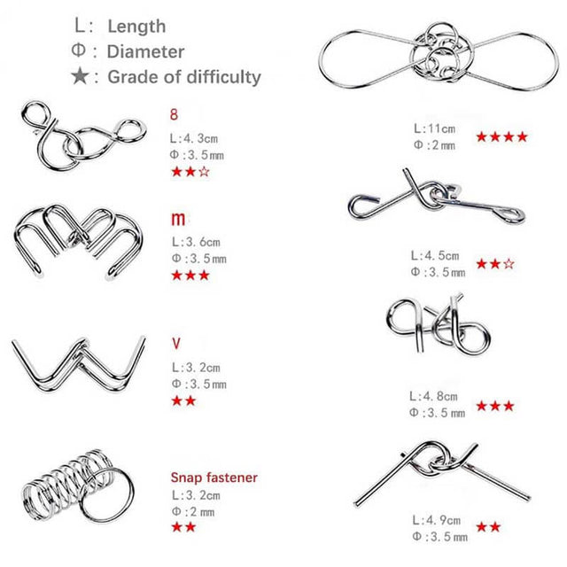 Metal Brain Teaser Puzzles, Metal Puzzles for Kids, Metal Puzzle Ring 24 Piece Set, Metal Puzzle Ring, Educational Intellectual Toys Iq Toys, Metal Puzzles for Adults | Shinymarch