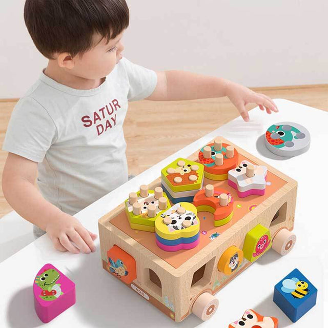 Montessori Wooden Ice Cream Dessert Cart, Shape Sorting Toys for Boys and Girls 3-6 Years Old,One Year Old Girl Birthday Gifts,Early Childhood Education Fine Motor Skills Development | Shinymarch
