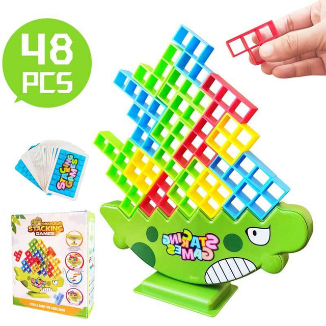 48 Pcs Tetra Tower Fun Balance Stacking Building Blocks Board , Attack Game Games for 2 Players,Gifts for Kids, Adults, Friends, Teams, classrooms, Family Game Nights and Parties | Shinymarch