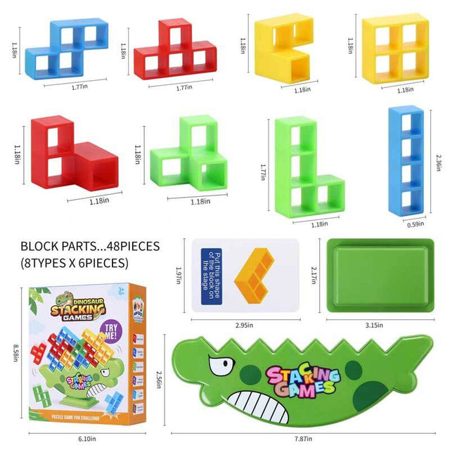 48 Pcs Tetra Tower Fun Balance Stacking Building Blocks Board , Attack Game Games for 2 Players,Gifts for Kids, Adults, Friends, Teams, classrooms, Family Game Nights and Parties | Shinymarch