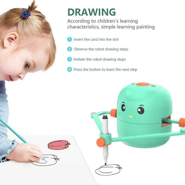 Interactive Educational Drawing Robot for Kids - Montessori Learning Toy with 100 Word Cards, Voice Interaction, Ages 5+ | Shinymarch