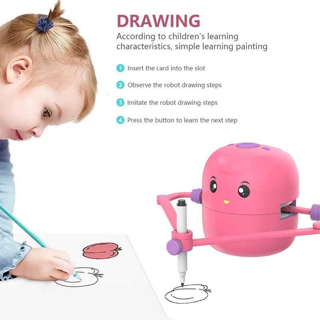 Interactive Educational Drawing Robot for Kids - Montessori Learning Toy with 100 Word Cards, Voice Interaction, Ages 5+ | Shinymarch