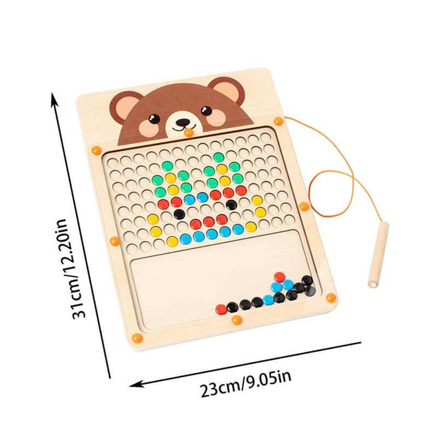Magnetic Drawing Board - Wooden Magnet Drawing Board | Boy Magnetic Wood Learning Counting Puzzle Board | Magnetic Puzzles Drawing Boards with Magnetic Pen and Beads for Boys Girls Kids | Shinymarch