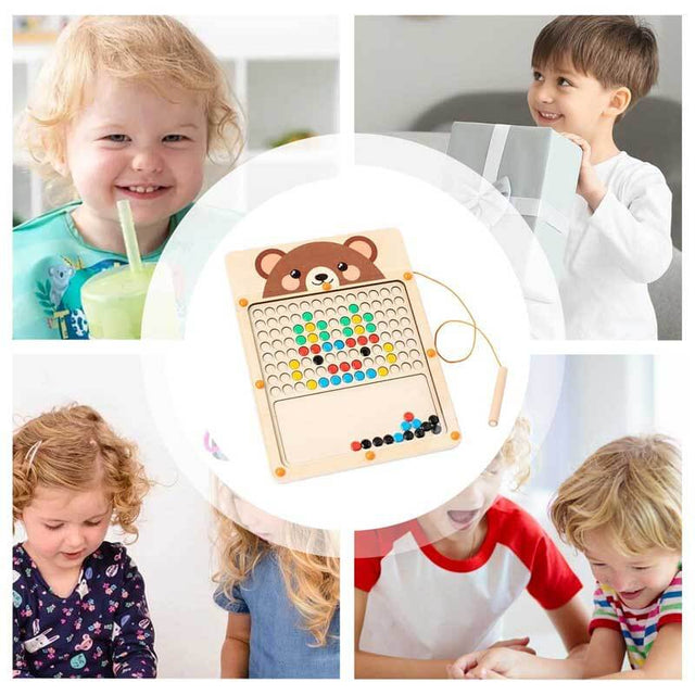 Magnetic Drawing Board - Wooden Magnet Drawing Board | Boy Magnetic Wood Learning Counting Puzzle Board | Magnetic Puzzles Drawing Boards with Magnetic Pen and Beads for Boys Girls Kids | Shinymarch