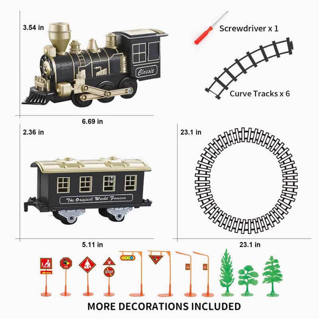 Retro Train Set - Train Toys for Boys w/Lights & Sounds (ON/Off), Toddler Toy Train Sets w/Locomotive Engine, Cars& Tracks, Christmas Train Gift for 3 4 5 6 7 8+ Year Old Kids Birthday Gift | Shinymarch
