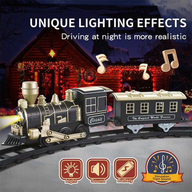 Retro Train Set - Train Toys for Boys w/Lights & Sounds (ON/Off), Toddler Toy Train Sets w/Locomotive Engine, Cars& Tracks, Christmas Train Gift for 3 4 5 6 7 8+ Year Old Kids Birthday Gift | Shinymarch