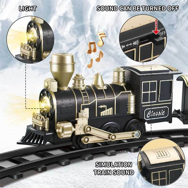 Retro Train Set - Train Toys for Boys w/Lights & Sounds (ON/Off), Toddler Toy Train Sets w/Locomotive Engine, Cars& Tracks, Christmas Train Gift for 3 4 5 6 7 8+ Year Old Kids Birthday Gift | Shinymarch