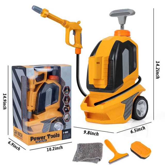 Kids Pressure Washer Toy, Toddler Manua Window Washing Kit Children Electric Powerful Clean Car Play Tool Set with Scraper Sponge Towel Rag Cleaning Machine Wash Gun Pretend Play for Boys Girls | Shinymarch