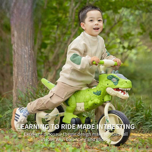 Dinosaur-Themed Toddler Balance Bike Toys for 2-5 Year Old Girls & Boys - Music & Lighting Effects, No-Pedal Training Bike, Best Gifts for Kids with Carbon Steel Frame & Adjustable Handlebar | Shinymarch