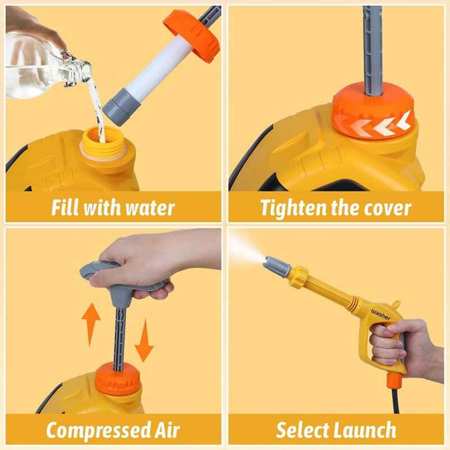 Kids Pressure Washer Toy, Toddler Manua Window Washing Kit Children Electric Powerful Clean Car Play Tool Set with Scraper Sponge Towel Rag Cleaning Machine Wash Gun Pretend Play for Boys Girls | Shinymarch