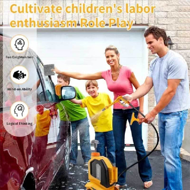 Kids Pressure Washer Toy, Toddler Manua Window Washing Kit Children Electric Powerful Clean Car Play Tool Set with Scraper Sponge Towel Rag Cleaning Machine Wash Gun Pretend Play for Boys Girls | Shinymarch