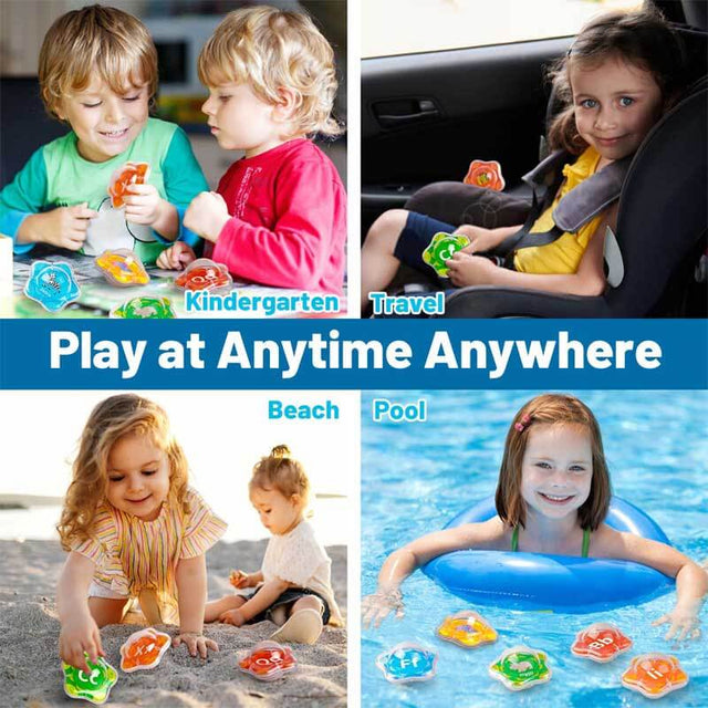 Alphabet Baby Bath Toys, 26 PCS Floating Starfish Bathtub Water Pool Toys with Storage Bag, Educational Toddler ABC Toys, Montessori Preschool Learning Toy for Kids Aged 1 2 3 4 | Shinymarch