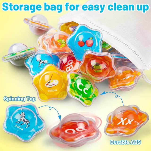 Alphabet Baby Bath Toys, 26 PCS Floating Starfish Bathtub Water Pool Toys with Storage Bag, Educational Toddler ABC Toys, Montessori Preschool Learning Toy for Kids Aged 1 2 3 4 | Shinymarch