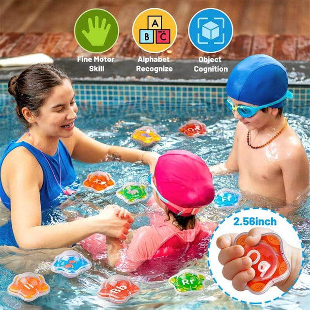 Alphabet Baby Bath Toys, 26 PCS Floating Starfish Bathtub Water Pool Toys with Storage Bag, Educational Toddler ABC Toys, Montessori Preschool Learning Toy for Kids Aged 1 2 3 4 | Shinymarch