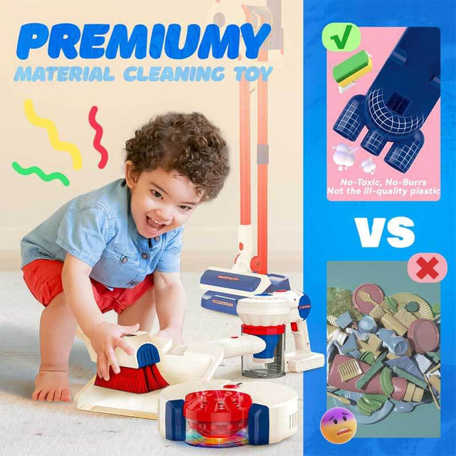 Kids Cleaning Toy Set, Shinymarch 12 PCS Kids Vacuum That Really Works, Broom and Mop Pretend Cleaning Set for Toddlers, Montessori Play Toy Gift for Boys and Girls Ages 3+ | Shinymarch