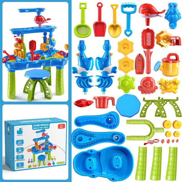 Mesa de juego sensorial con cascada